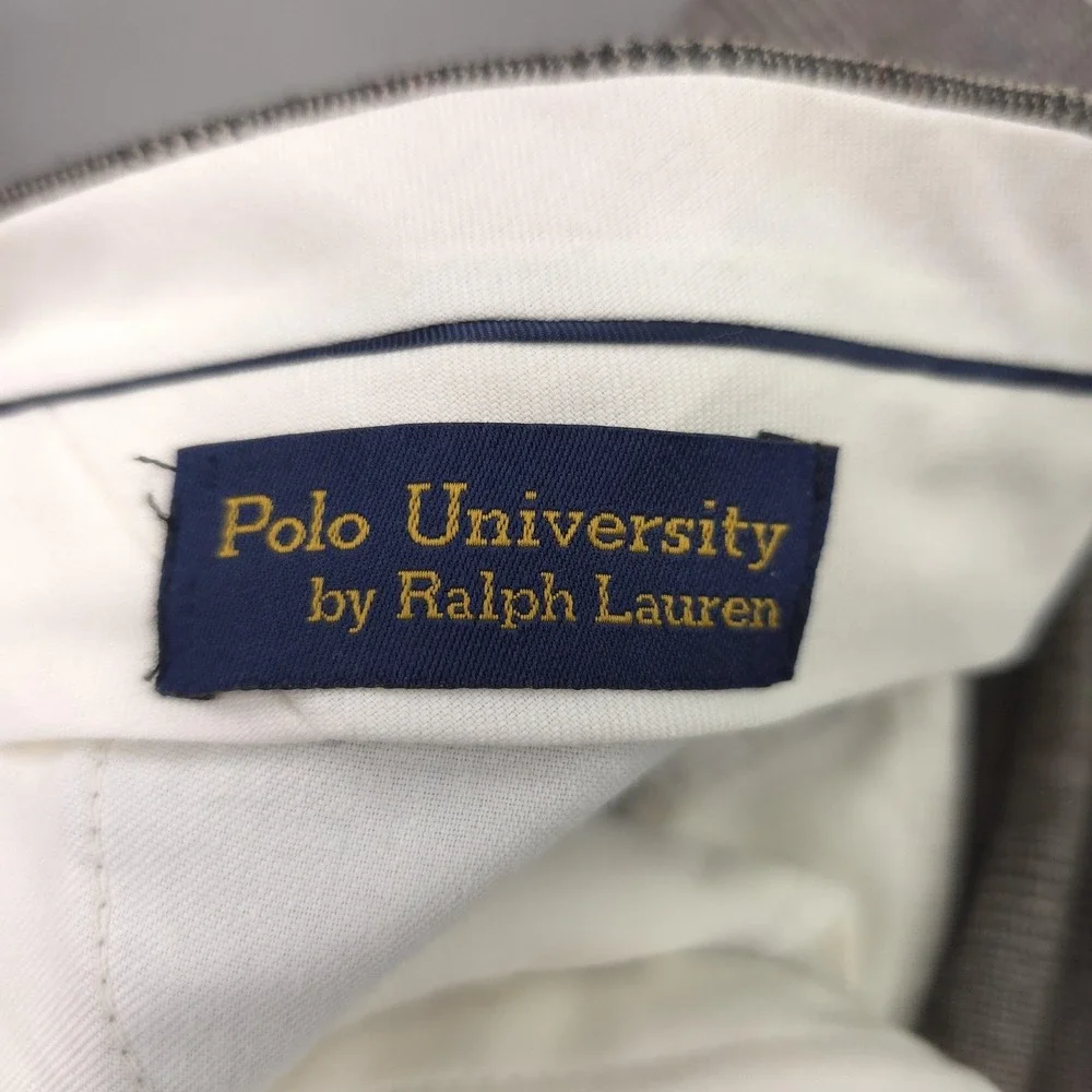 Polo University Pants Mens 35x32 Gray Wool Glen Plaid Pleated Cuffed Trousers